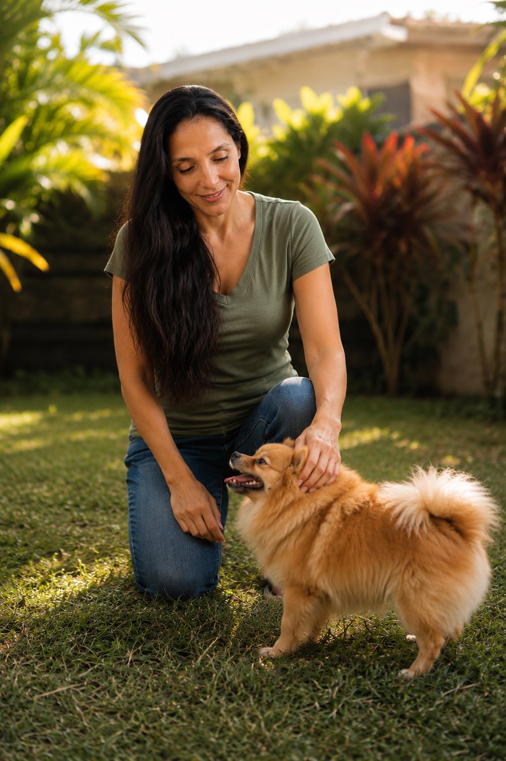 Malie Carvalho with her dog